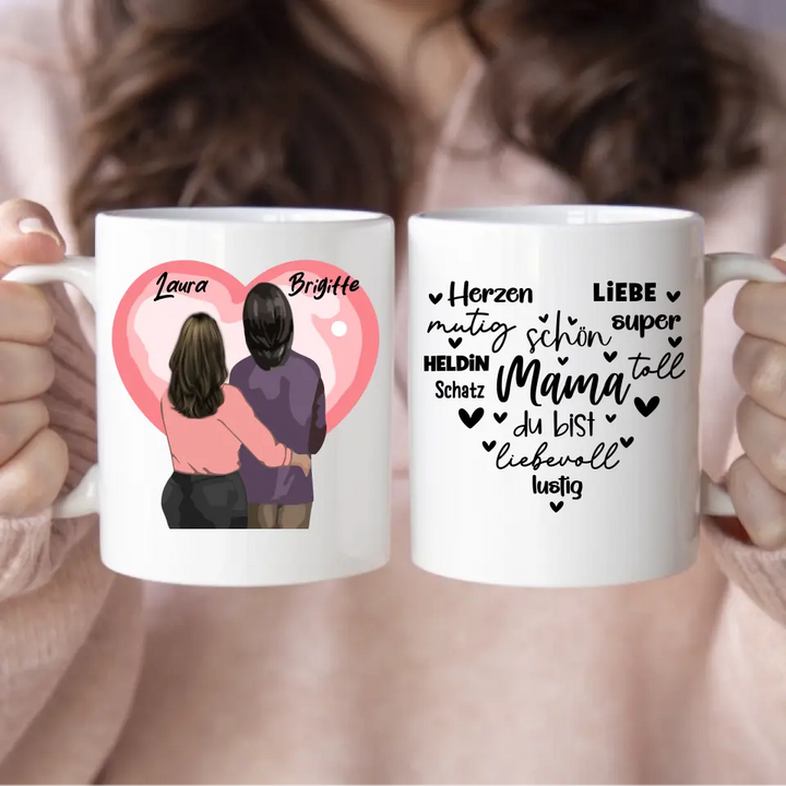 Personalisierte Tasse mit Mutter und Tochter