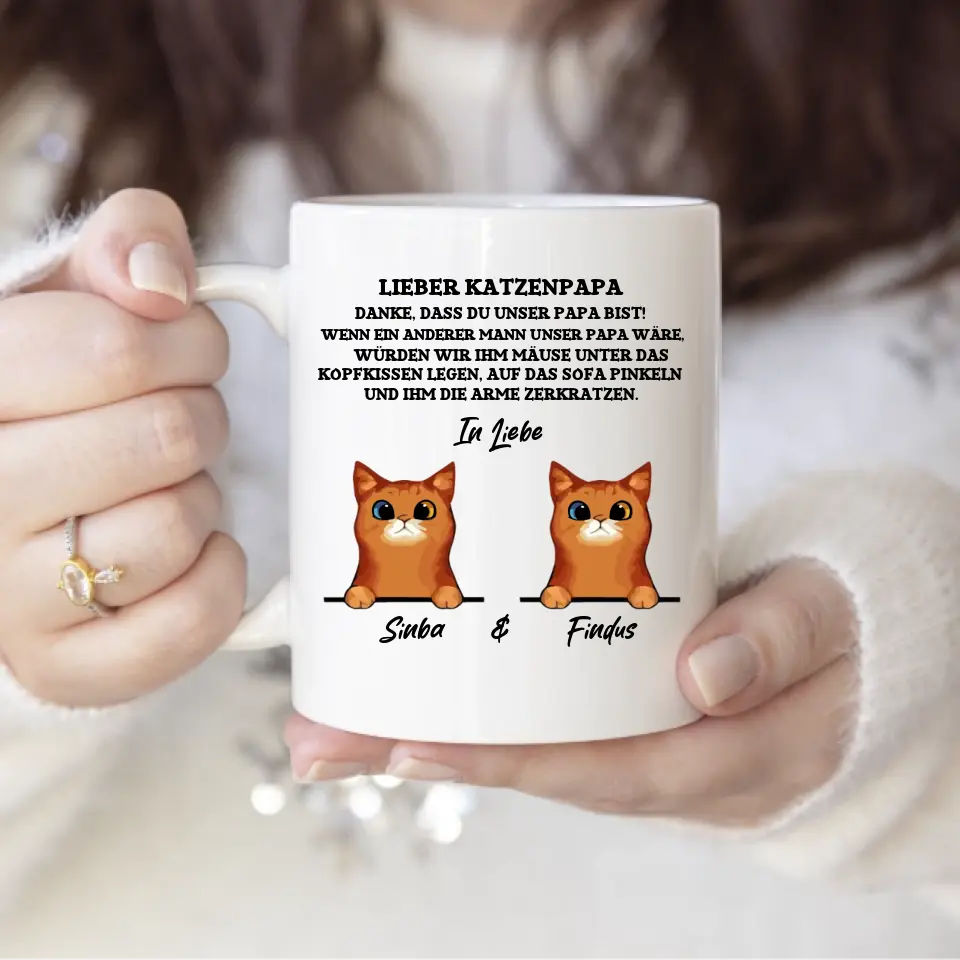 Personalisierte Tasse-Lieber Katzenpapa mit 2 Katzen