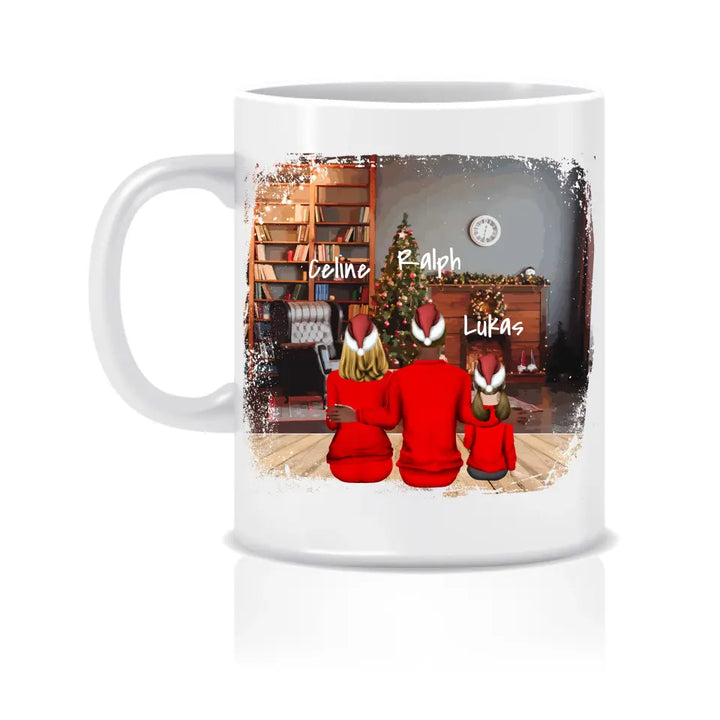 Personalisierte Tasse Weihnachten- Familie (1) Kind und Eltern