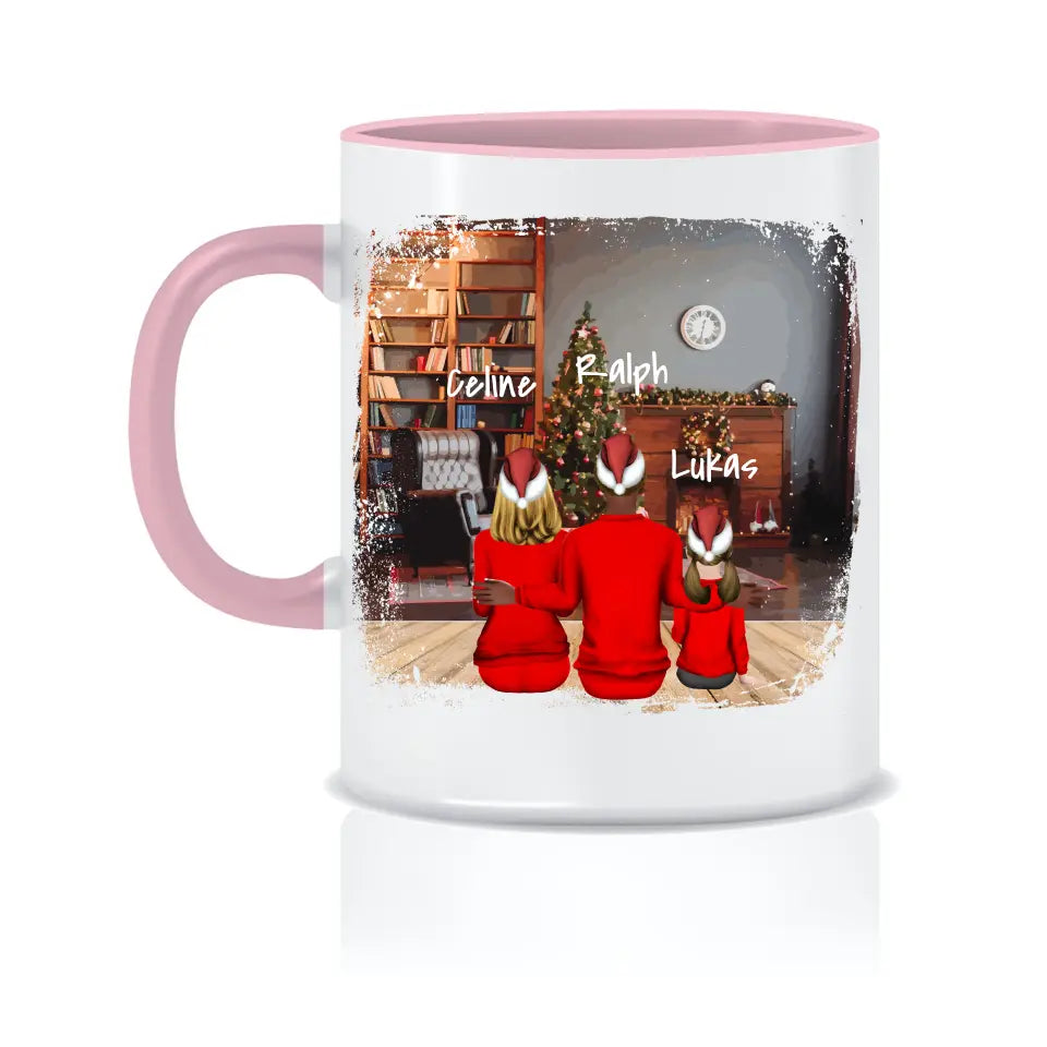 Personalisierte Tasse Weihnachten- Familie (1) Kind und Eltern