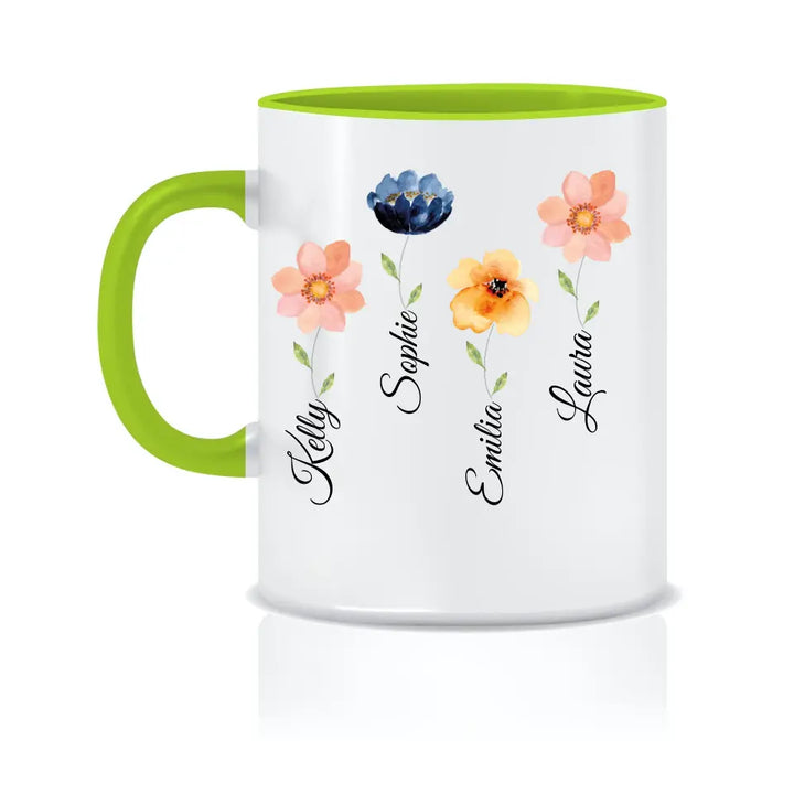 Personalisierte Tasse mit Blumen für Muttergeschenke