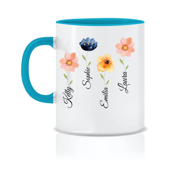 Personalisierte Tasse mit Blumen für Muttergeschenke
