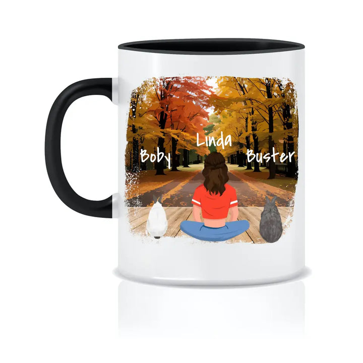 Personalized mug with rabbit and woman
