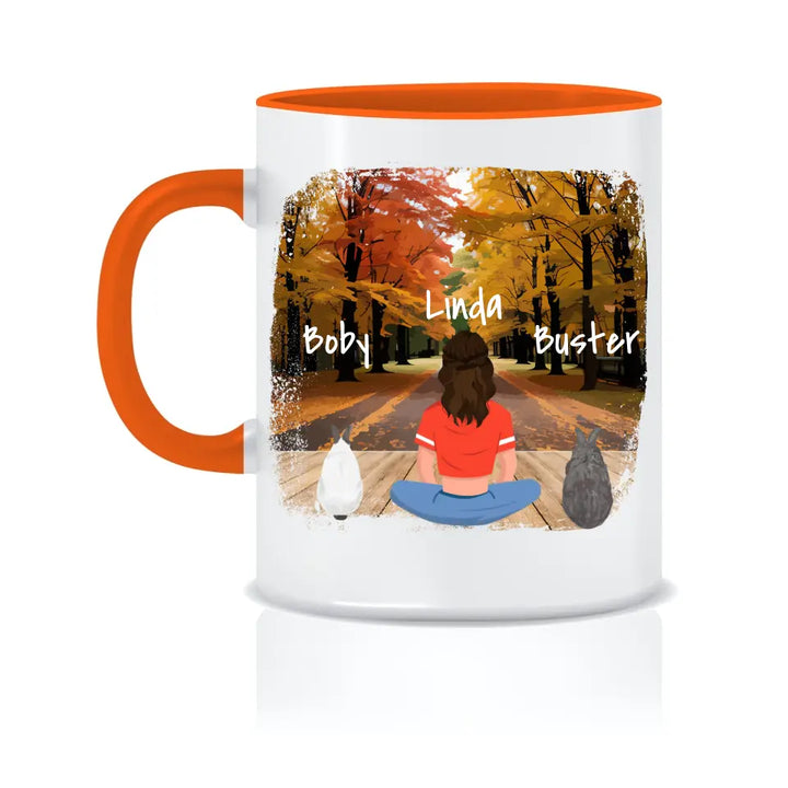 Personalized mug with rabbit and woman